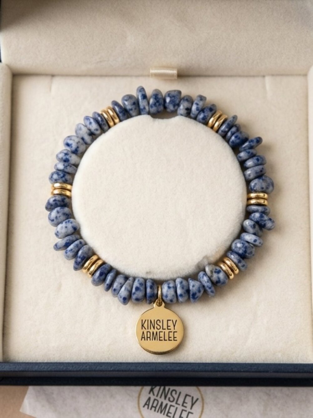 Blue Lapis Rhinestone Beaded Bracelet - Picture 5 of 5